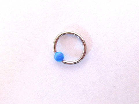 Daith Jewelry for Migraines Blue Opal Surgical Steel Hoop Choose gauge / diameter - I Love My Piercings!