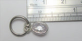 Sterling Silver Seamless Oval Faceted Clear Crystal Belly Hoop Ring Jewelry 16 gauge 16G