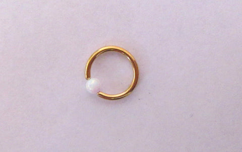 Daith Jewelry for Migraines White Opal Gold Titanium Hoop Choose gauge / diameter - I Love My Piercings!