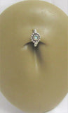 Sterling Silver Seamless Beaded White Opal Belly Hoop Ring Jewelry 16 gauge 16G