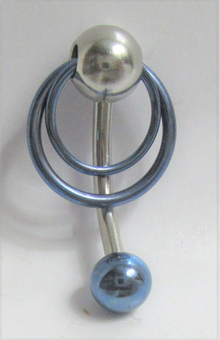 Blue Titanium Double Hoop VCH Vertical Clitoral Clit Hood Bar Post Ring 14 gauge