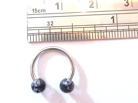 Black Glitter Balls Horseshoe 16g Choose Diameter - I Love My Piercings!