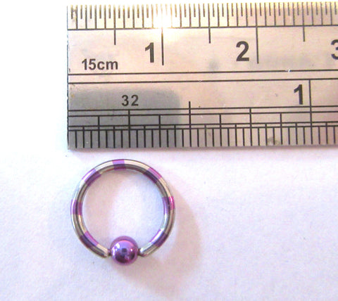 Daith Jewelry for Migraines Purple and Steel Stripes Hoop 16g 8 mm Diameter - I Love My Piercings!