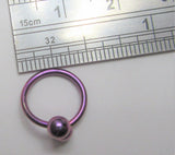 Purple Titanium Hoop Twisted Balls Bar VCH HCH Jewelry Clit Clitoral Hood Ring 16 gauge 16g - I Love My Piercings!