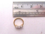 Daith Jewelry for Migraines Gold Titanium Triple Crystal Hoop 16g 8 mm Diameter - I Love My Piercings!