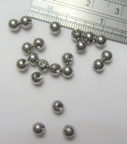 Six Pc Spare Externally Threaded 4mm Surgical Steel Balls 14 Gauge 14G