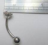 Surgical Steel Clear Gem Internally Threaded VCH Vertical Clitoral Hoop Post Curved Bar 14G