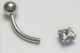 Surgical Steel Amethyst Internally Threaded VCH Vertical Clitoral Hoop Post Curved Bar 14G