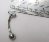 Surgical Steel Moonstone Internally Threaded VCH Vertical Clitoral Hoop Post Curved Bar 14G