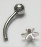 Surgical Steel Starfish Internally Threaded VCH Vertical Clitoral Post Curved Bar 14G