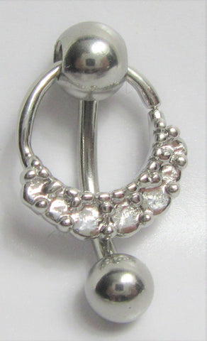 Surgical Steel Hammered Dangle Hoop Curved Bar VCH Clit Clitoral Hood Ring 14g - I Love My Piercings!