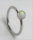Surgical Steel White Opal Seamless Nose Hoop Ring 20 gauge 20g 8 mm
