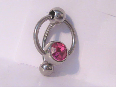 Surgical Steel Big Pink Ball Pressure Barbell VCH Clitoral Hood Ring 14 gauge - I Love My Piercings!