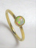 14k Gold Plated White Opal Seamless Nose Hoop Ring 20 gauge 20g 8 mm