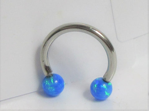 Surgical Steel Blue Opal Daith Rook Tragus Hoop Ring Horseshoe Piercing 16 gauge