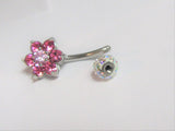 Pink Flower Iridescent Crystal Ball VCH Clitoral Clit Hood Ring 14 gauge 14g - I Love My Piercings!