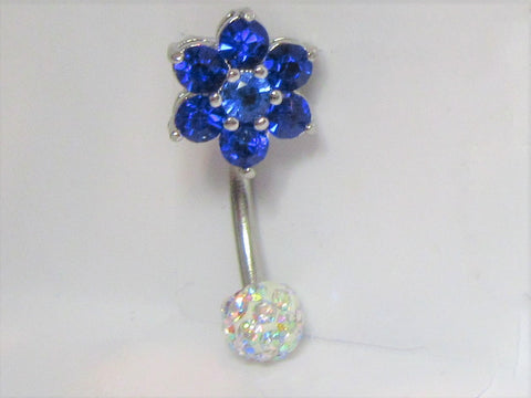 Blue Flower Iridescent Crystal Ball VCH Clitoral Clit Hood Ring 14 gauge 14g - I Love My Piercings!