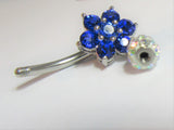 Blue Flower Iridescent Crystal Ball VCH Clitoral Clit Hood Ring 14 gauge 14g - I Love My Piercings!