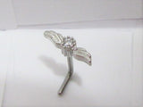 Surgical Steel Clear Crystal Wings Nose L Shape Bent Pin Post Stud 20 gauge