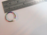 Oil Slick Titanium White Opal Solitaire Hoop Ring 16 gauge 16g 10 mm Diameter