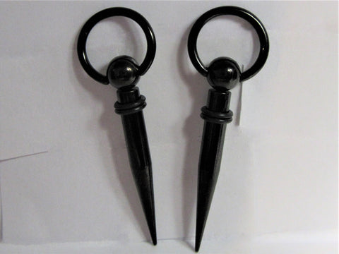 Black Titanium Hoops with Long Spikes 14 gauge 14g