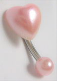 Pink Faux Pearl Heart Curved Barbell VCH Clit Clitoral Hood Ring 14 gauge 14g - I Love My Piercings!