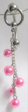Pink Pearl Hoop Dangle VCH Vertical Clit Clitoral Hood Ring 14 gauge 14g