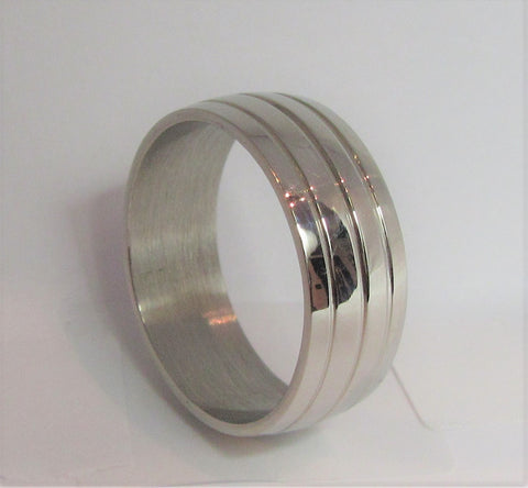 Size 6 Stainless Surgical Steel Mosaic Ring  / 7.5mm Width