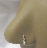 Sterling Silver L Shape Straight Pin Marquise Crystal Dangle Nose Stud Bone Post Ring 22 gauge 22g