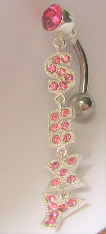 Surgical Steel VCH Vertical Clitoral Jewelry Hood Christina Pink Crystal Sexy Barbell 14 gauge 14g