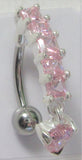 Surgical Steel VCH Jewelry Hood Christina Crystal Gem Line Pink Heart Drop Dangle Barbell 14 gauge 14g