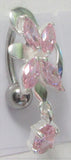 Surgical Steel VCH Jewelry Hood Christina Crystal Gem Oval Drop Flower Dangle Barbell 14 gauge 14g - I Love My Piercings!