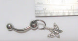 Butterfly Ornate Dangle VCH Vertical Clitoral Clit Hood Bar Post Ring 14g