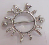 Surgical Steel Sun Burst Nipple Hoop Shield Barbell Ring 14 gauge 14g - I Love My Piercings!