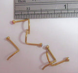6 Pc Rose Gold Crystal Nose Studs Twist Curl Cork Screw Post Rings 20 gauge 20g