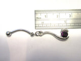 Purple Gem Drop Catch Dangle Barbell Bar VCH Jewelry Clit Clitoral Hood Ring 14 gauge - I Love My Piercings!