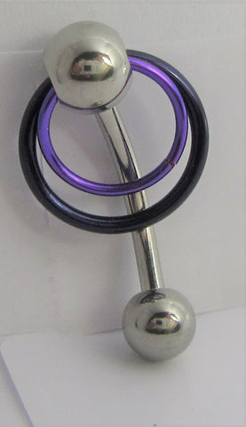 Surgical Steel 2 Tone Purple Hoop Dangle Barbell VCH Clit Clitoral Hood Ring 14g - I Love My Piercings!