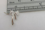 Sterling Silver Ribbon Bow Clear Crystal Nose Stud L Shape Pin Post 20 gauge 20g