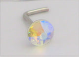 Surgical Stainless Steel Swarovski Nose Stud L Shape Pin Post 20 gauge 20g