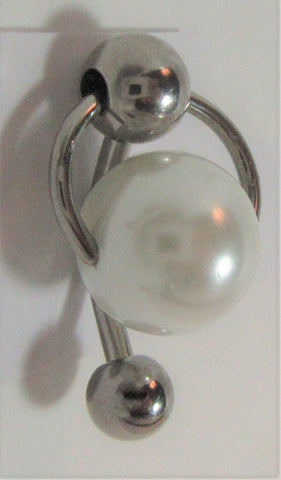 White Pearl Pressure Ball Dangle Barbell VCH Clit Clitoral Hood Ring 14 gauge - I Love My Piercings!