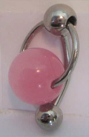 Pink Cats Eye Pressure Ball Dangle Barbell VCH Clit Clitoral Hood Ring 14 gauge - I Love My Piercings!