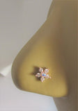 18k Rose Gold Plated Clear Crystal Flower Bent L Shape Stud Pin Post 20 gauge - I Love My Piercings!