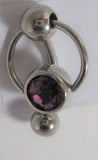 Dark Purple Crystal Big Ball Pressure Barbell VCH Clitoral Hood Ring 14 gauge - I Love My Piercings!