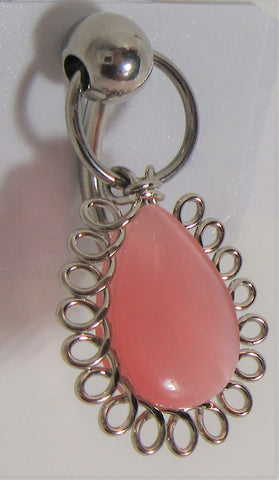 Peruvian Pink Soap Stone Dangle Barbell VCH Clit Clitoral Hood Ring 14 gauge 14g - I Love My Piercings!