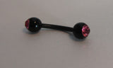 Black Bioplast Pink Double Gem Surgical Plastic Flexible VCH Clit Hood Bar 14g