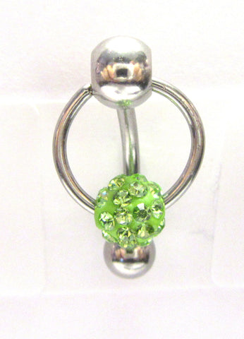 Light Green Crystal Ball Dangle Bar VCH Jewelry Clit Clitoral Hood Ring 14 gauge - I Love My Piercings!