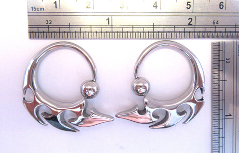 Pair Stainless Surgical Steel Dangle Hoop Sword Earrings 12 gauge 12g - I Love My Piercings!