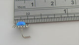 Sterling Silver Nose Stud Pin Ring Bent L Shape Beaded Blue Opal 20 gauge - I Love My Piercings!