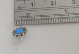 Sterling Silver Blue Opal Flower Nose Bent L Shape Stud Pin Post 20 gauge 20g