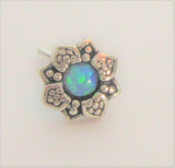 Sterling Silver Blue Opal Star Flower Nose Bent L Shape Stud Pin Post 20 gauge - I Love My Piercings!